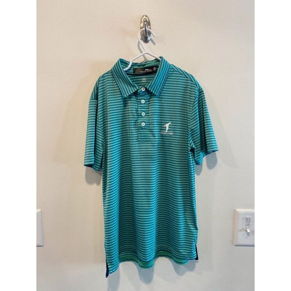 Ralph Lauren RLX boys golf polo Hazeltine logo size 10-12 stripes performance